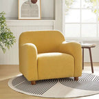Wayne 35 Wide Boucle Upholstered Teddy Accent Chair with Solid Wood Legs by HULALA HOME