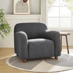 Wayne 35 Wide Boucle Upholstered Teddy Accent Chair with Solid Wood Legs by HULALA HOME