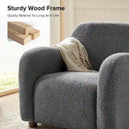 Wayne 35 Wide Boucle Upholstered Teddy Accent Chair with Solid Wood Legs by HULALA HOME