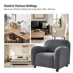 Wayne 35 Wide Boucle Upholstered Teddy Accent Chair with Solid Wood Legs by HULALA HOME