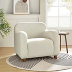 Wayne 35 Wide Boucle Upholstered Teddy Accent Chair with Solid Wood Legs by HULALA HOME