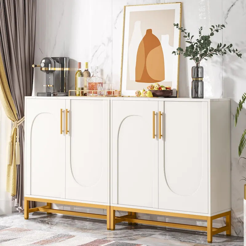 Ensemble de Buffet Vaisselier avec Portes pour Cuisine Salle à Manger, Armoire d'Appoint pour Salon