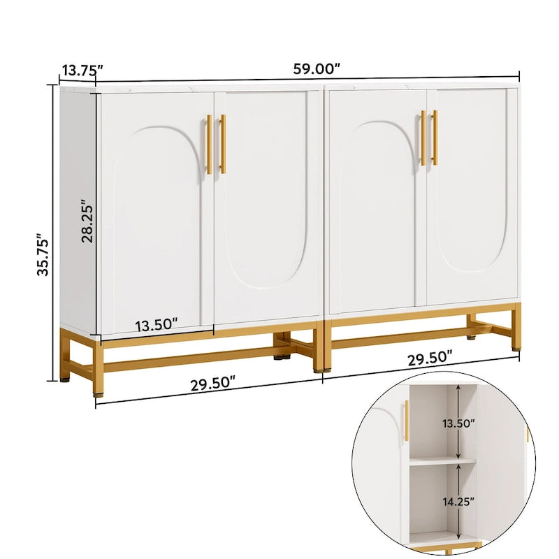 Ensemble de Buffet Vaisselier avec Portes pour Cuisine Salle à Manger, Armoire d'Appoint pour Salon