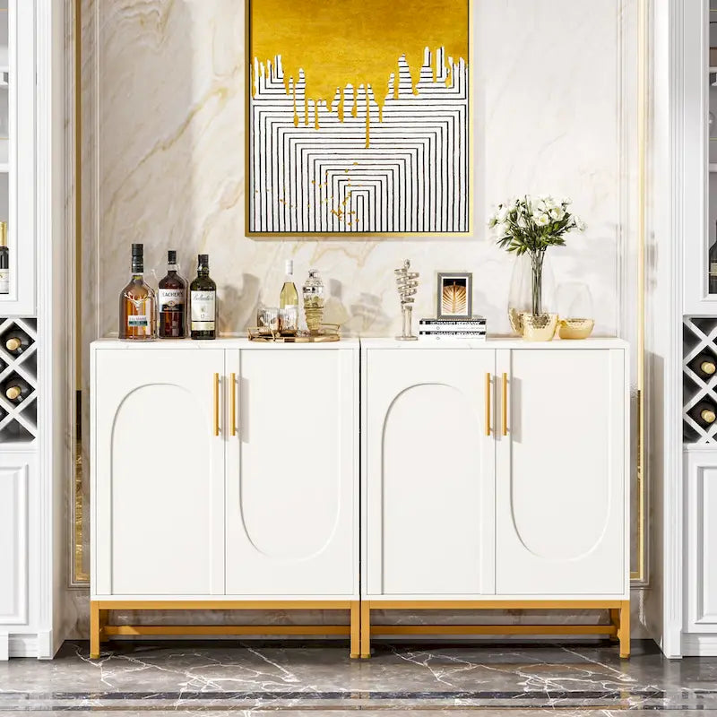 Ensemble de Buffet Vaisselier avec Portes pour Cuisine Salle à Manger, Armoire d'Appoint pour Salon