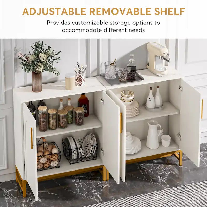 Ensemble de Buffet Vaisselier avec Portes pour Cuisine Salle à Manger, Armoire d'Appoint pour Salon