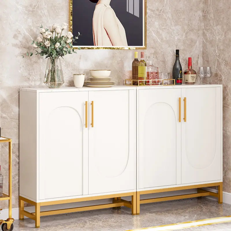 Ensemble de Buffet Vaisselier avec Portes pour Cuisine Salle à Manger, Armoire d'Appoint pour Salon