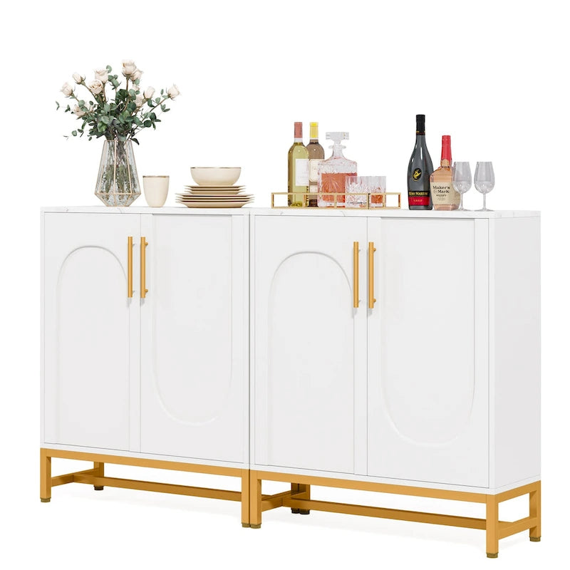 Ensemble de Buffet Vaisselier avec Portes pour Cuisine Salle à Manger, Armoire d'Appoint pour Salon