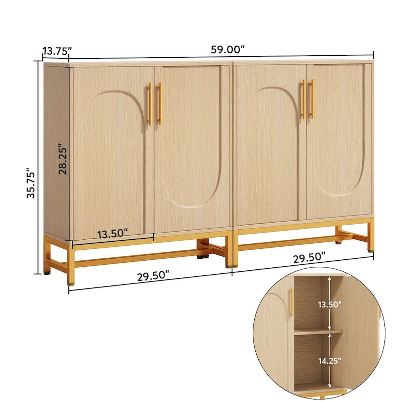 Ensemble de Buffet Vaisselier avec Portes pour Cuisine Salle à Manger, Armoire d'Appoint pour Salon