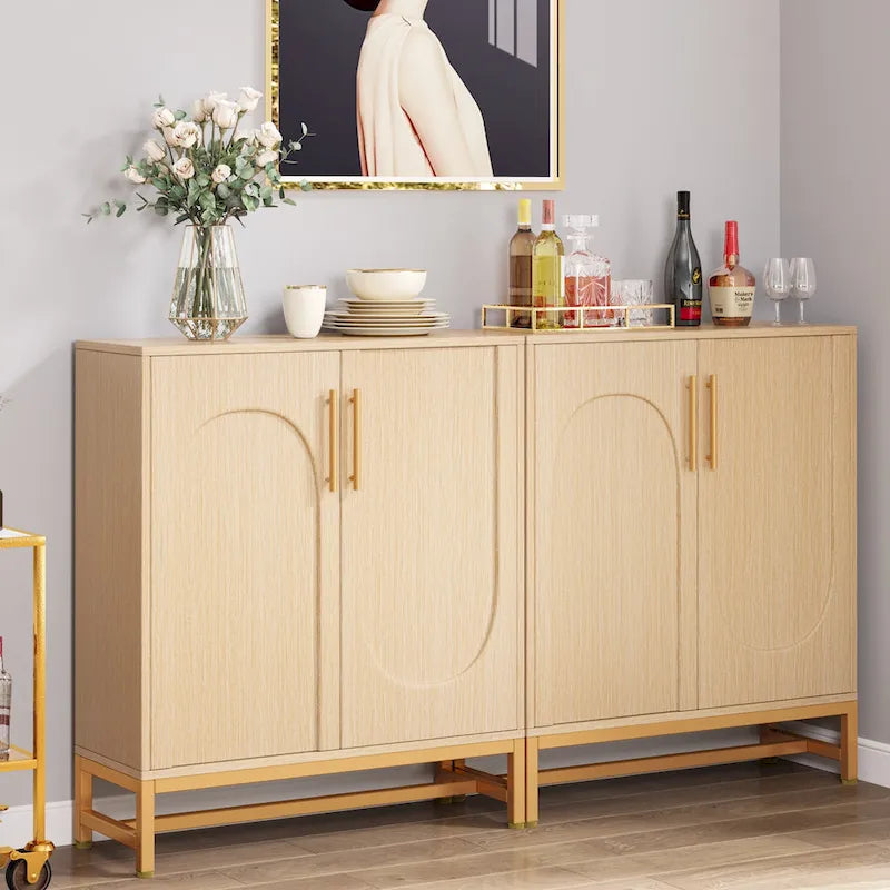 Ensemble de Buffet Vaisselier avec Portes pour Cuisine Salle à Manger, Armoire d'Appoint pour Salon