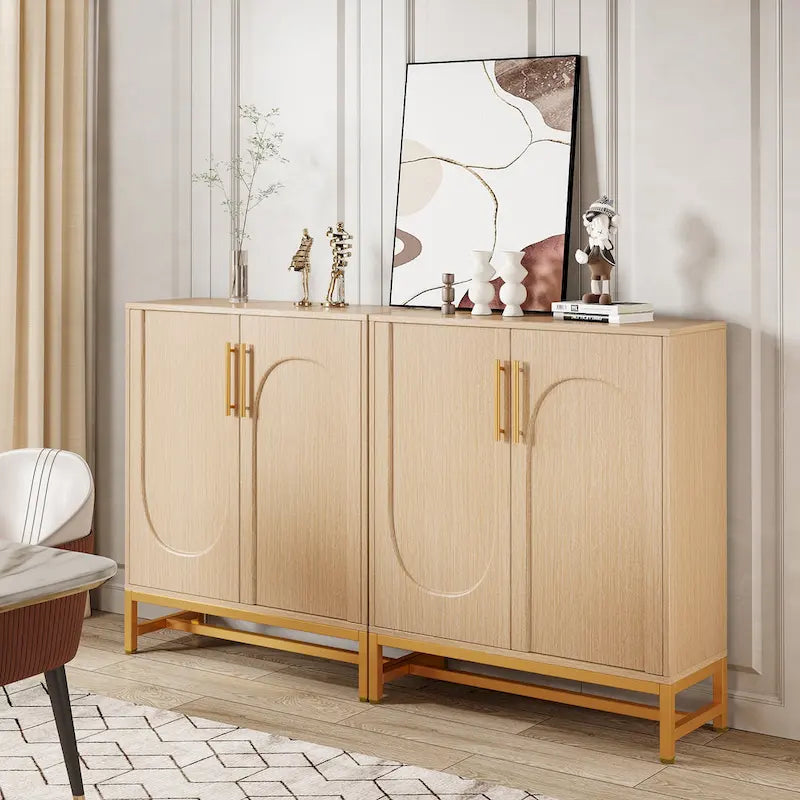 Ensemble de Buffet Vaisselier avec Portes pour Cuisine Salle à Manger, Armoire d'Appoint pour Salon