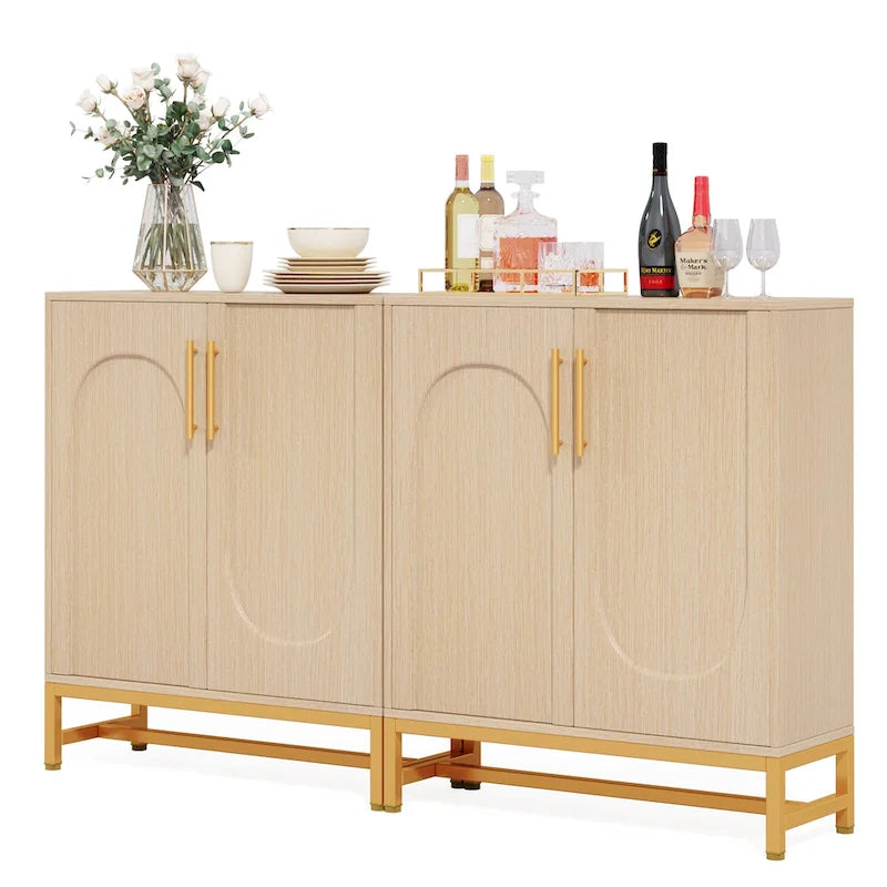 Ensemble de Buffet Vaisselier avec Portes pour Cuisine Salle à Manger, Armoire d'Appoint pour Salon