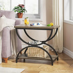 23-Inch Rectangular End Side Accent Table with 2-Tier and Stylish Metal Frame for Bedroom Nightstand Bedside Table Sofa Side