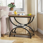 23-Inch Rectangular End Side Accent Table with 2-Tier and Stylish Metal Frame for Bedroom Nightstand Bedside Table Sofa Side