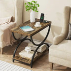 23-Inch Rectangular End Side Accent Table with 2-Tier and Stylish Metal Frame for Bedroom Nightstand Bedside Table Sofa Side