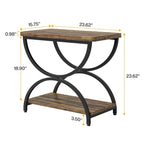 23-Inch Rectangular End Side Accent Table with 2-Tier and Stylish Metal Frame for Bedroom Nightstand Bedside Table Sofa Side