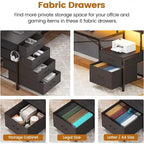 L Shaped Home Office Desk with 6 Drawer File Drawer Power Outlet