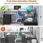 L Shaped Home Office Desk with 6 Drawer File Drawer Power Outlet