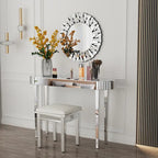 Table console miroir, table d'entrée argentée - 120x32x80 cm