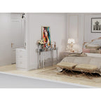 Table console miroir, table d'entrée argentée - 120x32x80 cm