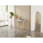 Table console miroir, table d'entrée argentée - 120x32x80 cm