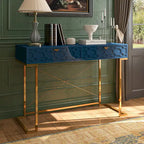 Clihome Glossy Home Office Writing Desk with Storage Drawers