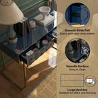 Clihome Glossy Home Office Writing Desk with Storage Drawers