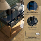 Clihome Glossy Home Office Writing Desk with Storage Drawers