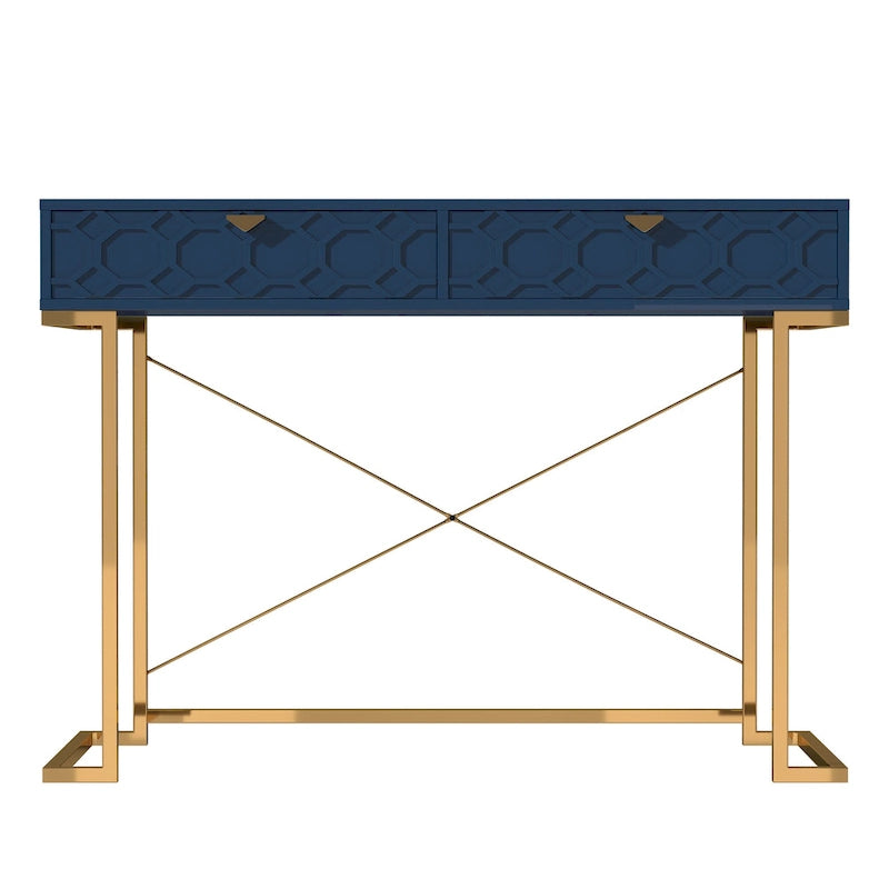 Clihome Glossy Home Office Writing Desk with Storage Drawers
