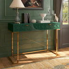 Clihome Glossy Home Office Writing Desk with Storage Drawers