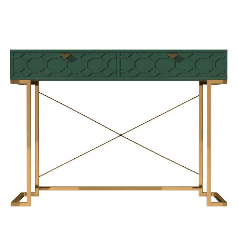 Clihome Glossy Home Office Writing Desk with Storage Drawers