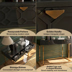 Clihome Glossy Home Office Writing Desk with Storage Drawers