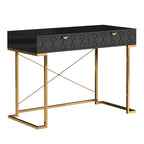 Clihome Glossy Home Office Writing Desk with Storage Drawers