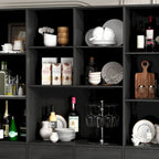 Bookshelf Bookcase with 4 Doors,4 Drawers & Storage Shelve,Black - 78.7H