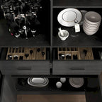 Bookshelf Bookcase with 4 Doors,4 Drawers & Storage Shelve,Black - 78.7H