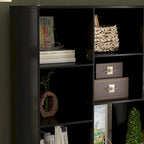 Bookshelf Bookcase with 4 Doors,4 Drawers & Storage Shelve,Black - 78.7H
