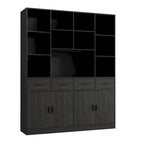 Bookshelf Bookcase with 4 Doors,4 Drawers & Storage Shelve,Black - 78.7H