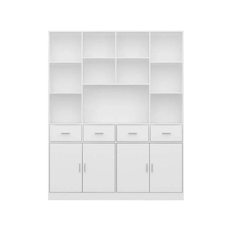 Bookshelf Bookcase with 4 Doors,4 Drawers & Storage Shelve,Black - 78.7H