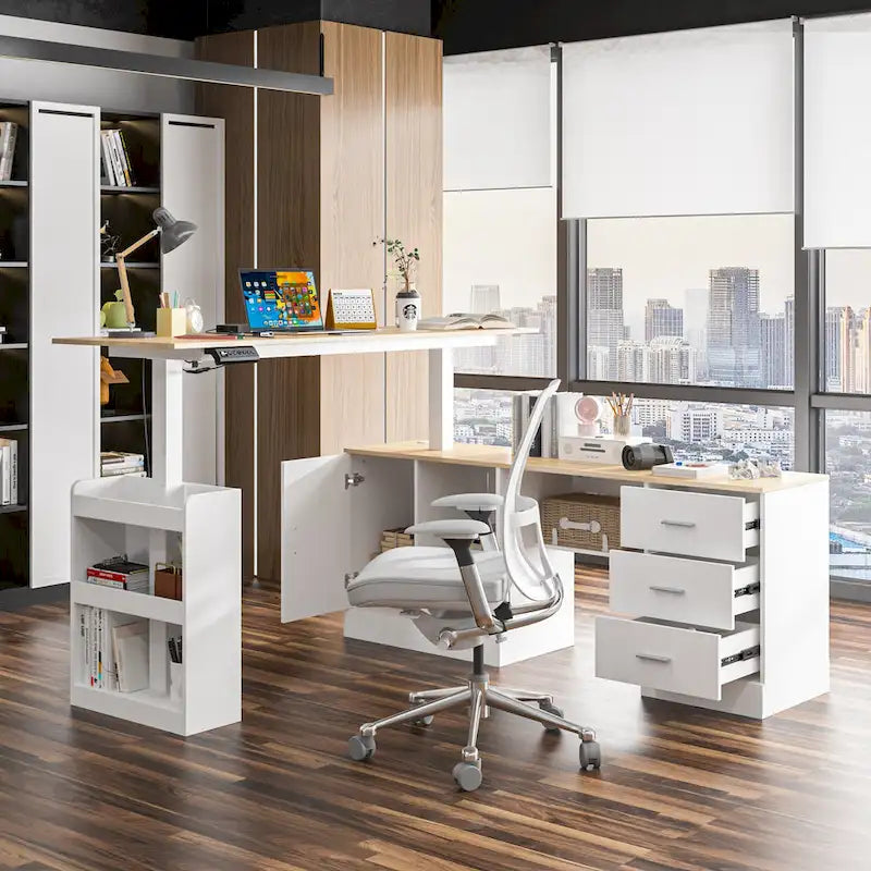 63 Adjustable Office Desk Ergonomic Design Ample Storage and Stand-Up