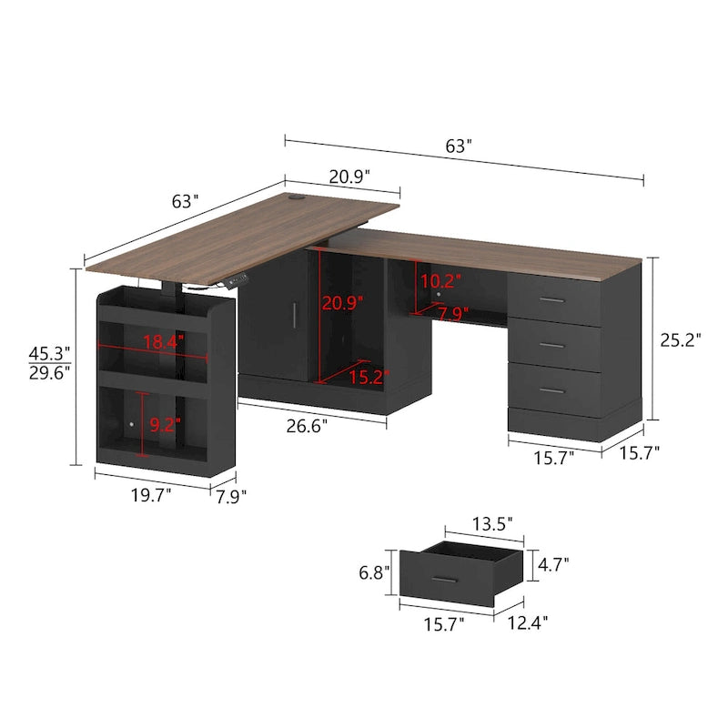63 Adjustable Office Desk Ergonomic Design Ample Storage and Stand-Up