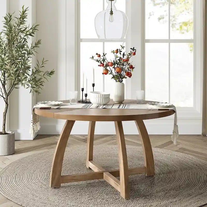 Bryan Mid-century Modern 54 Solid Wood Round Dining Table by HULALA HOME