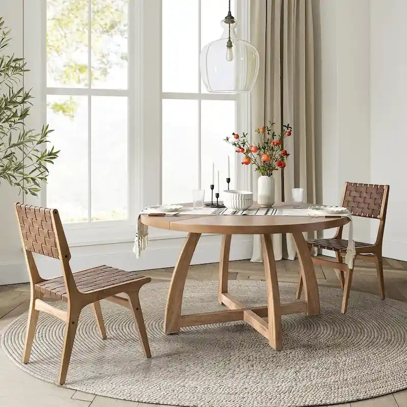 Bryan Mid-century Modern 54 Solid Wood Round Dining Table by HULALA HOME
