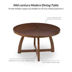 Bryan Mid-century Modern 54 Solid Wood Round Dining Table by HULALA HOME