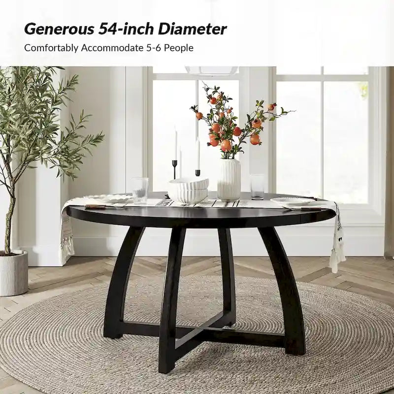 Bryan Mid-century Modern 54 Solid Wood Round Dining Table by HULALA HOME