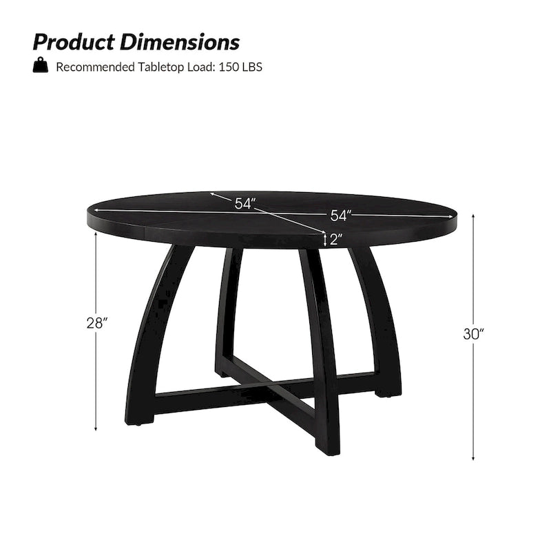 Bryan Mid-century Modern 54 Solid Wood Round Dining Table by HULALA HOME