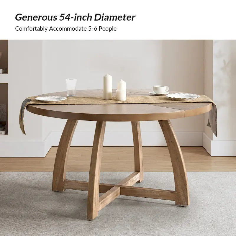 Bryan Mid-century Modern 54 Solid Wood Round Dining Table by HULALA HOME