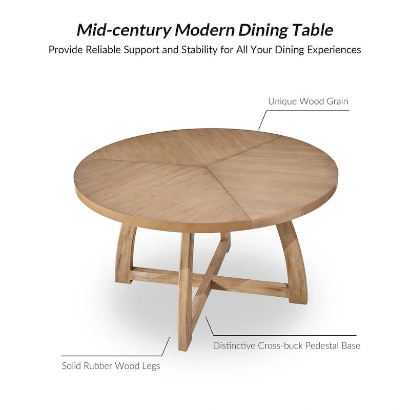 Bryan Mid-century Modern 54 Solid Wood Round Dining Table by HULALA HOME