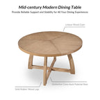 Bryan Mid-century Modern 54 Solid Wood Round Dining Table by HULALA HOME