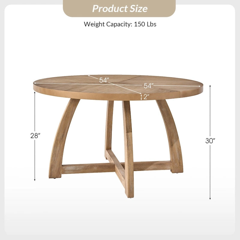 Bryan Mid-century Modern 54 Solid Wood Round Dining Table by HULALA HOME