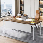 L-shaped Executive Computer Desk and lateral File Cabinet,63-inch Home Office Desk , ,Credenza Desk Set