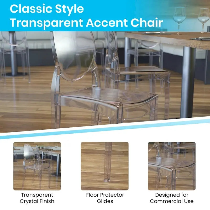 Lot de 4 chaises de banquet extra larges en résine tout temps - 20,5 P x 17 L x 37,25 H